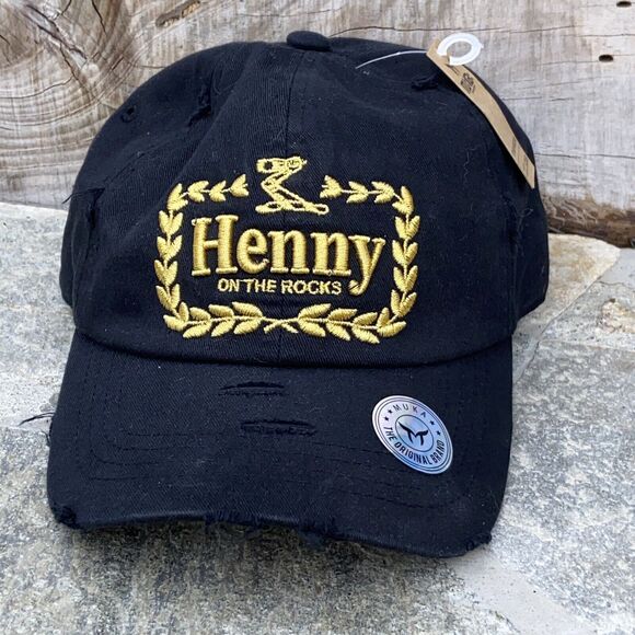 Henny Hennessey Cognac Adjustable Cap Hat Distressed Retro Snapback Beer Shots - Picture 1 of 7